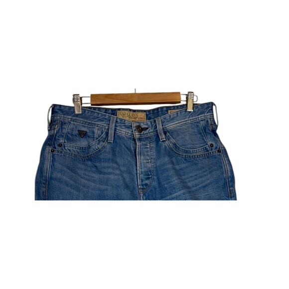 Guess Shorts Women 31 Blue Denim Vermont Slim Tapered Cut Off Summer Beach - Picture 2 of 8